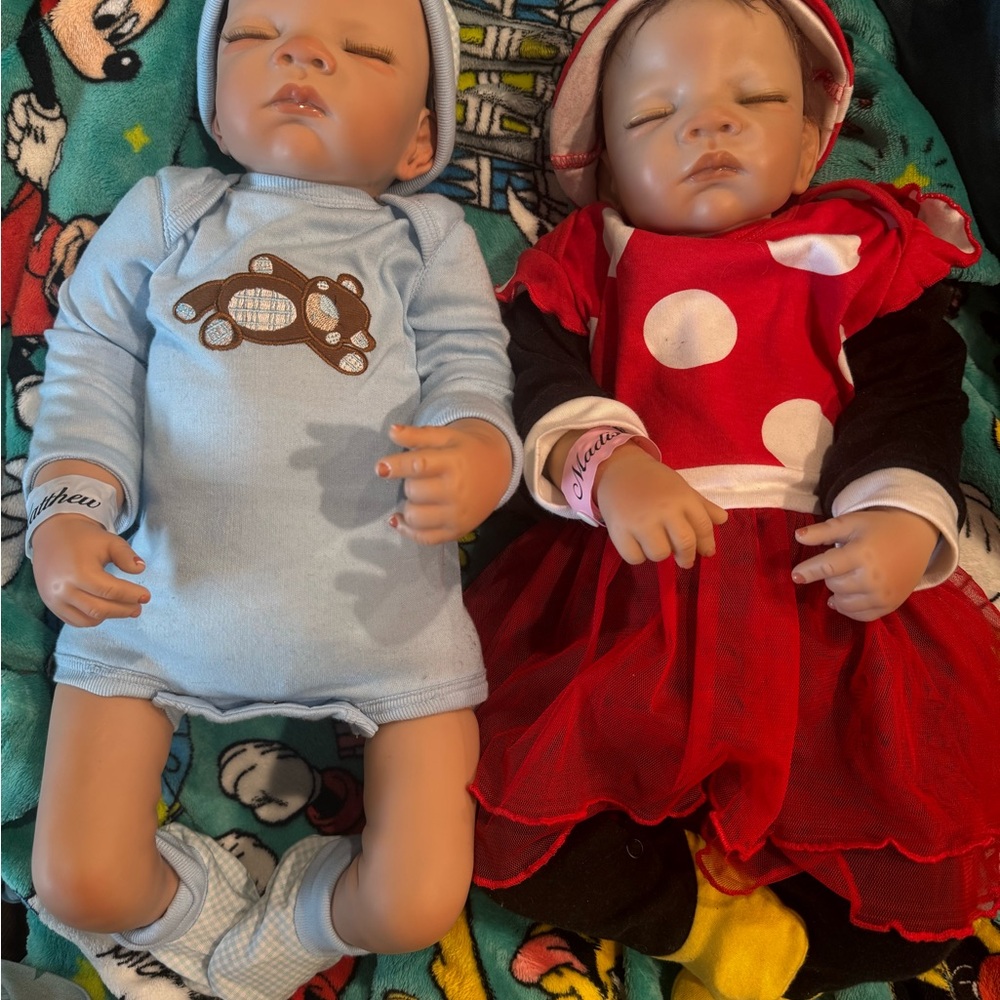 Adorable Newborn Reborn doll Twins disney dress